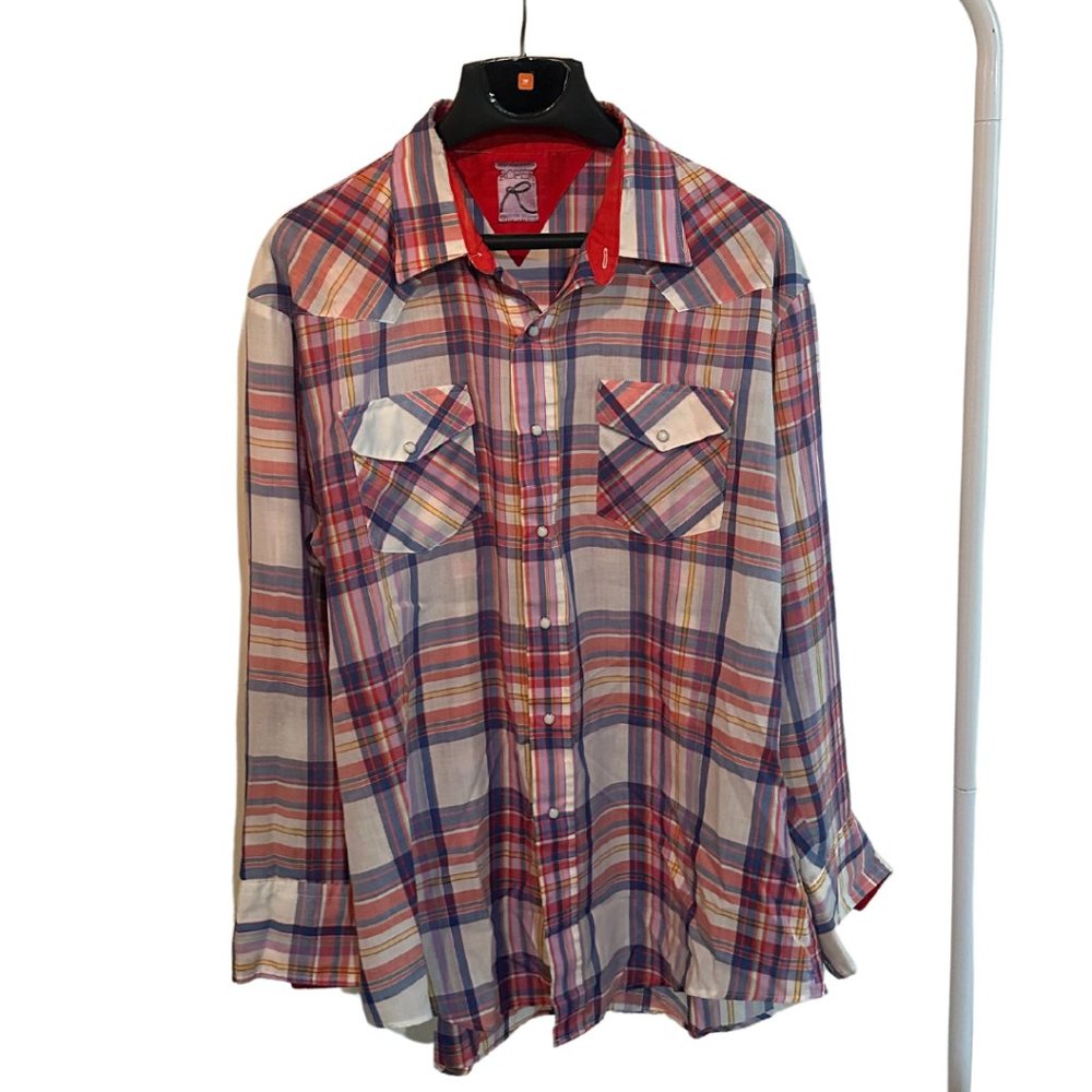 Vintage mens Roper pearl snap plaid western shirt